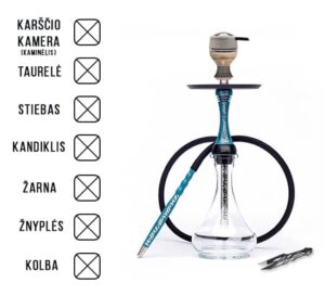 Hookah ALADIN Alux Admiral Black 1 Complete hookah set - Hookah set composition